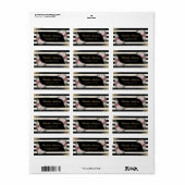 エレガントなバラピンクの花模様 ブラック ホワイト ゴールド ラベル (フルシート)