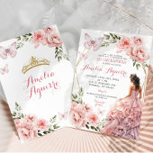 エレガントなバラピンクの花飾り メキシコのキンセアニェラ 招待状