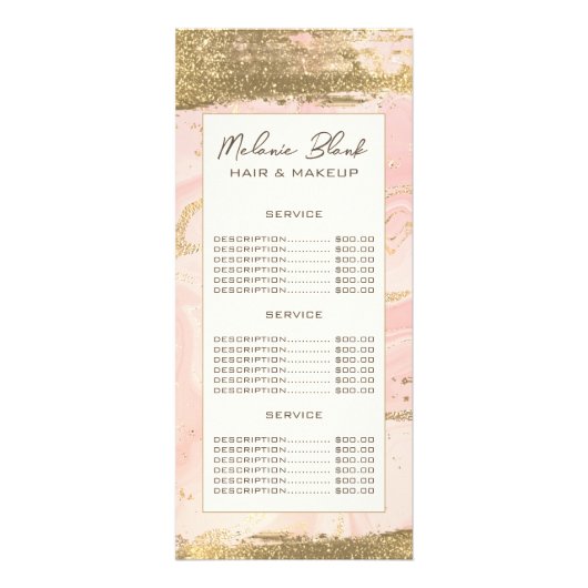 エレガントなバラピンクゴールドヘアスタイリストビューティーサロン ラックカード (正面)