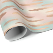 エレガントなバラピンク、アクア、ゴールドのシームレスパターン ラッピングペーパー (ロールコーナー)