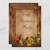 エレガントなバラ及び蝶第18誕生会 招待状 (正面/裏面)