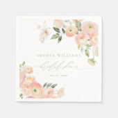 エレガントなバラ色とサググリーンのウェディングシャワーナプキン スタンダードカクテルナプキン (正面)