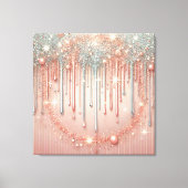 エレガントなバラ色とシルバーのグリッターが滴る キャンバスプリント (正面)