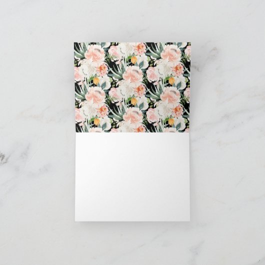 エレガントなバラ色とピンクの花のベイビーシャワーお礼カード サンキューカード (内部)