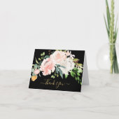 エレガントなバラ色とピンクの花のベイビーシャワーお礼カード サンキューカード (正面)