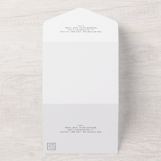 エレガントなバラ色のウェディングオールインワン招待状 オールインワン招待状 (外側)