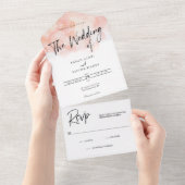 エレガントなバラ色のウェディングオールインワン招待状 オールインワン招待状 (貼ってはがせる)