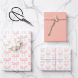 エレガントなバラ色のクーペット ボウ 誕生日 ラッピングペーパーシート