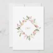 エレガントなバラ色のゴールド フラワーエンゲージメントパーティー 招待状 (裏面)