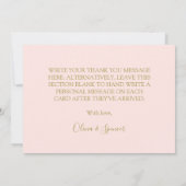 エレガントなバラ色のゴールド フラワー ウェディング サンクス サンキューカード (裏面)