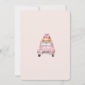 エレガントなバラ色のトラベルアドベンチャー ブライダルシャワー 招待状 (裏面)