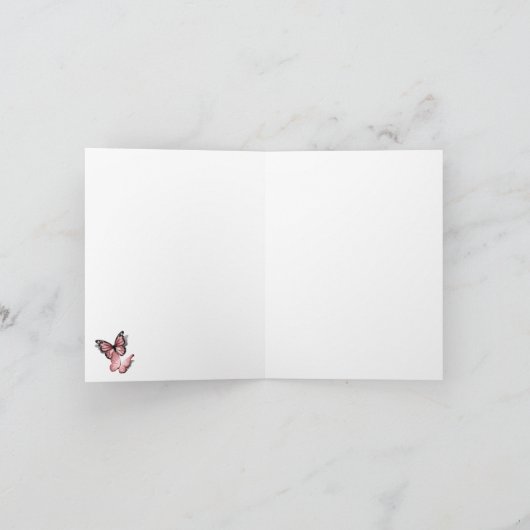 エレガントなバラ色のピンクのローズゴールドの蝶の折り紙 サンキューカード (内部)