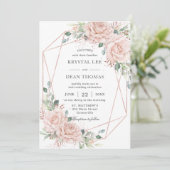 エレガントなバラ色のローズゴールド ウェディング 招待状 (スタンド正面)
