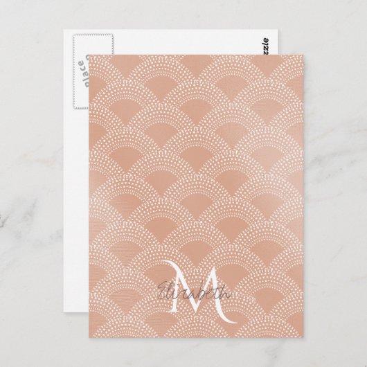 エレガントなバラ色の人魚の鱗のパターン ポストカード (正面/裏面)