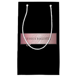 エレガントなバラ色の偽のローズゴールド | 名前とイニシャル スモールペーパーバッグ