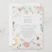 エレガントなバラ色の庭の花 ブライダルシャワー 招待状 (正面)