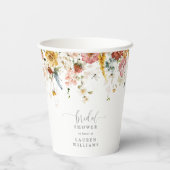 エレガントなバラ色の庭の花 ブライダルシャワー 紙コップ (裏面)