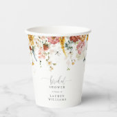 エレガントなバラ色の庭の花 ブライダルシャワー 紙コップ (正面)