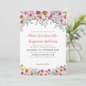 エレガントなバラ色の桃色のラベンダー花のウェディング 招待状 (スタンド正面)