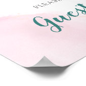 エレガントなバラ色の水彩ゲストブックポスター ポスター (角)