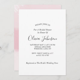 エレガントなバラ色の水彩画 ブライダルシャワー 招待状