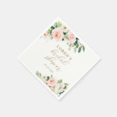 エレガントなバラ色の水彩花のブライダルシャワー スタンダードカクテルナプキン (角)