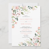 エレガントなバラ色の水彩花の写真 招待状 (正面)