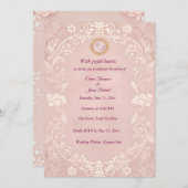 エレガントなバラ色の結婚式招待状 セーブザデート (正面/裏面)