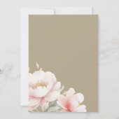 エレガントなバラ色の芍薬ガーデン ブライダルシャワー 招待状 (裏面)