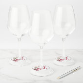 エレガントなバラ色の花のウェディングシャワーお礼品 ワイン ワイングラスタグ (セット)