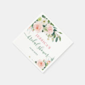 エレガントなバラ色の花のブライダルシャワー スタンダードカクテルナプキン (角)