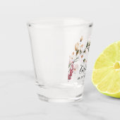 エレガントなバラ色の花のブライダルパーティー ショットグラス (左)