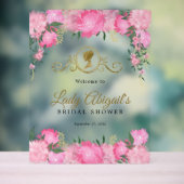 エレガントなバラ色の花のヴィクトリアンスタイルのウェディングシャワー アクリルサイン (ニュートラル)