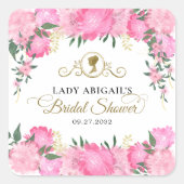 エレガントなバラ色の花のヴィクトリアンブライダルシャワー スクエアシール (正面)