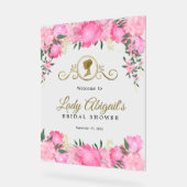 エレガントなバラ色の花のヴィクトリアン風ブライズシャワー アクリルサイン (傾斜)