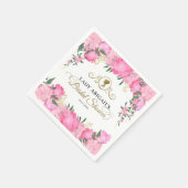 エレガントなバラ色の花のヴィクトリアン風ブライズシャワー スタンダードカクテルナプキン (角)