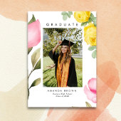 エレガントなバラ色の花の卒業クラス2025 招待状