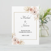 エレガントなバラ色の花の感謝カード サンキューカード (スタンド正面)