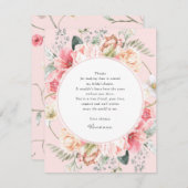 エレガントなバラ色の花の植物 花卉 サンキューカード (正面/裏面)