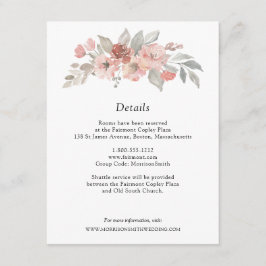 エレガントなバラ色の花の水彩ウェディング エンクロージャーカード