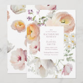 エレガントなバラ色の花の結婚式招待状 招待状 (正面/裏面)