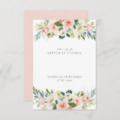 エレガントなバラ色の花の パーティー料理ラベル 招待状 (正面/裏面)