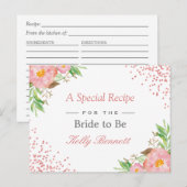 エレガントなバラ色の花をあしらったウェディングシャワーのための華やかなプラン ポストカード (正面/裏面)