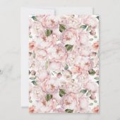 エレガントなバラ色の花を飾ったキンセアネラ 招待状 (裏面)