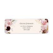 エレガントなバラ色の花を飾った華やかな ブライダルシャワー ラベル (正面)