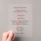 エレガントなバラ色の花柄アクリルウェディング アクリル招待状 (インサイチュ (ポータブル))