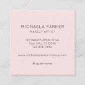 エレガントなバラ色の黒いスクリプト3枚の写真のメイクアップ スクエア名刺 (裏面)