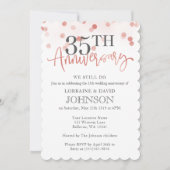 エレガントなバラ色の35周年結婚記念日 招待状 (正面)