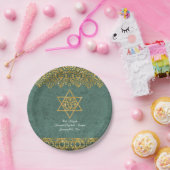 エレガントなバルミツワーのお祝いのパーティーの金ゴールドのグリッター ペーパープレート (パーティー)