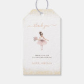 エレガントなバレリーナの誕生日ガール ピンクの花のギフトタグ ギフトタグ (正面)